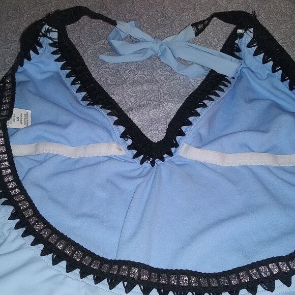 Sexyย Silver Stunning Plunging PaleโBlue One Piece Suit w/Silver Embroidery - Picture 6 of 8